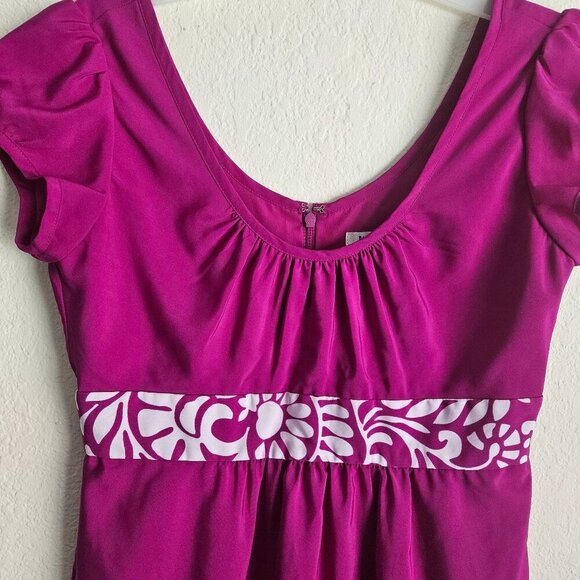 Banana Republic Flattering Cap sleeve pink Empire Waist Party Boho midi dress 2 - Picture 7 of 8